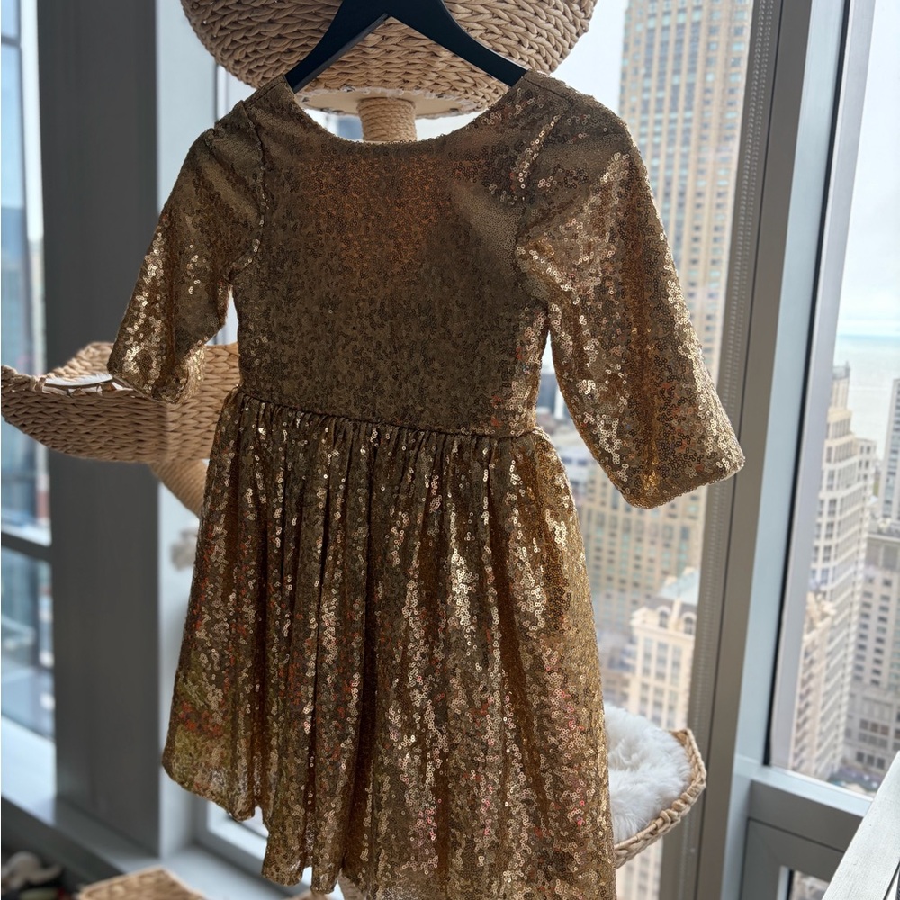 Girls' Gold Sequin Party Dress - Brand